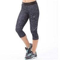 New Balance Womens Accelerate Printed Running Capri Leggings Black Digital Ovals