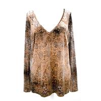 Next - Size 16 - Chocolate & Orange - Crushed Velvet Long Sleeved Top