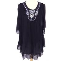 new york laundry size s black pleated blouse with beaded and sequinned ...