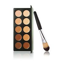 New 10 Colors Contour Face Cream Makeup Concealer Palette Powder Brush