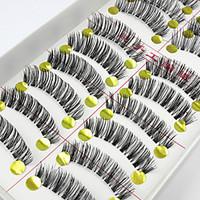 new 10 pairs natural long black false eyelashes handmade soft thick fa ...