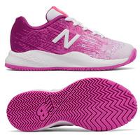 New Balance KC996 v3 Junior Tennis Shoes - White/Pink, 4 UK