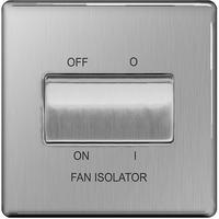 Nexus 3 Pole Fan Isolator Plate Switch - Flatplate Screwless Brushed Steel