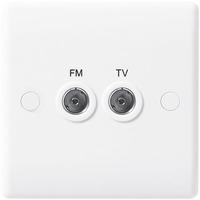 Nexus 2 Gang Slim TV/FM Diplex - White Plastic