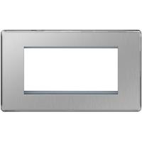 Nexus Euro-Module Rectangular 4 Module - Flatplate Screwless Brushed Steel