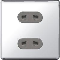 nexus 2 gang unswitched euro socket flat plate screwless polished chro ...