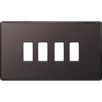 Nexus 4 Gang Grid Front Plate - Screwless Black Nickel