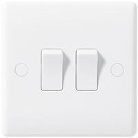 nexus double 2 gang 2 way slim light switch white plastic