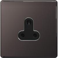 Nexus 5amp Round Pin Unswitched Socket with Black Insert- Flatplate Screwless Black Nickel