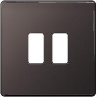 Nexus 2 Gang Grid Front Plate - Screwless Black Nickel