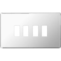 Nexus 4 Gang Grid Front Plate - Flatplate Screwless Polished Chrome