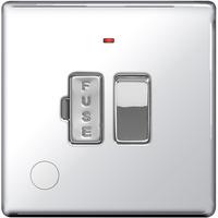 Nexus Switched Fused Connection Unit w/ Neon + Cable Outlet - Flatplate Screwless Polished Chrome