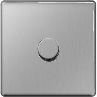 Nexus 400W 1 Gang 2 Way Dimmer Switch - Flatplate Screwless Brushed Steel