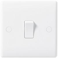 Nexus Single 1 Gang 1 Way Slim Light Switch - White Plastic