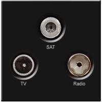 Nexus TV Radio Satellite Module TV IEC Male+Radio IEC Female+SAT-F Female Screened Outlets - Black