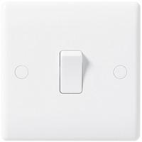 Nexus Single Slim Intermediate Light Switch - White Plastic