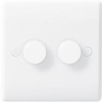 nexus double 400w 2 gang 2 way slim dimmer light switch white plastic