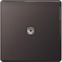 Nexus 1 Gang Co-Axial Socket - Flatplate Screwless Black Nickel