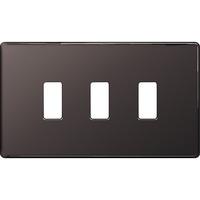 Nexus 3 Gang Grid Front Plate - Screwless Black Nickel