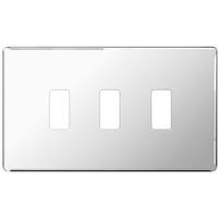 nexus 3 gang grid front plate flatplate screwless polished chrome