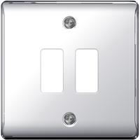 Nexus 2 Gang Grid Metal Front Plate - Polished Chrome