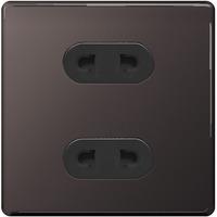 Nexus 2 Gang Unswitched Euro Socket - Flatplate Screwless Black Nickel