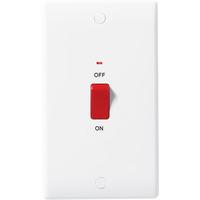 Nexus Double Pole Slim Switch with Neon - White Plastic (Large Plate)