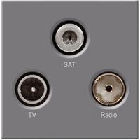 Nexus TV, Radio, Satellite Module TV IEC Male+Radio IEC Female+SAT-F Screened Outlets - Grey