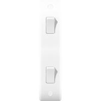Nexus Double 2 Gang 2 Way Slim Architrave Switch - White Plastic