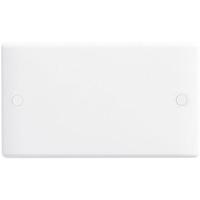Nexus Double 2 Gang Slim Blank Plate - White Plastic