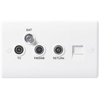 Nexus Triplex Slim TV/FM/SAT with BT Outlet + Co-Axial Return - White Plastic