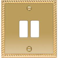 Nexus 2 Gang Grid Front Plate - Georgian Brass