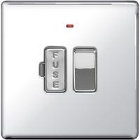 Nexus Switched Fused Connection Unit with Neon- Flatplate Screwless Polished Chrome