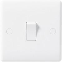 Nexus Single 1 Gang 2 Way Slim Light Switch - White Plastic