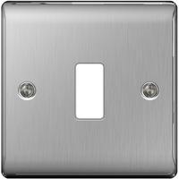 Nexus 1 Gang Grid Metal Front Plate - Brushed Steel