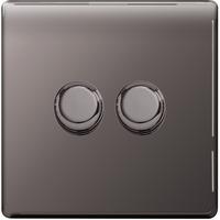 Nexus 400W 2 Gang 2 Way Dimmer Switch - Flatplate Screwless Black Nickel