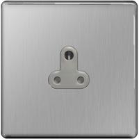 Nexus 5amp Round Pin Unswitched Socket - Flatplate Screwless Brushed Steel