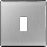 nexus 1 gang grid front plate flatplate screwless brushed steel