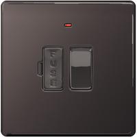 Nexus Switched Fused Connection Unit with Neon - Flatplate Screwless Black Nickel