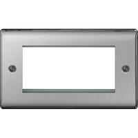 Nexus Euro-Module Rectangular 4 Module - Front Plate Brushed Steel