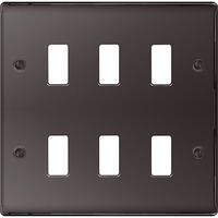 Nexus 3 Gang Grid Metal Front Plate - Black Nickel