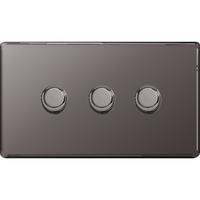 Nexus 400W 3 Gang 2 Way Dimmer Switch - Flatplate Screwless Black Nickel