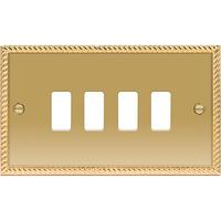 Nexus 4 Gang Grid Front Plate - Georgian Brass