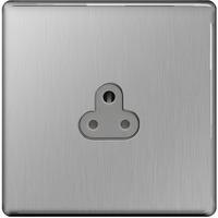 Nexus 2amp Round Pin Unswitched Socket - Flatplate Screwless Brushed Steel