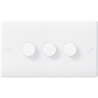 Nexus 400W 3 Gang 2 Way Slim Dimmer Light Switch - White Plastic