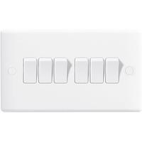 nexus 6 gang 2 way slim light switch white plastic