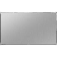 Nexus 2 Gang Blank-Plate - Flatplate Screwless Brushed Steel