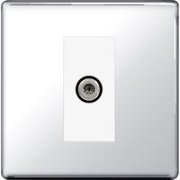 Nexus 1 Gang Satellite Socket - Flat Plate Screwless Polished Chrome