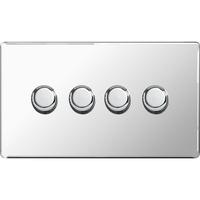 Nexus 400W 4 Gang 2 Way Dimmer - Flat Plate Screwless Polished Chrome