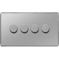 nexus 400w 4 gang 2 way dimmer switch flatplate screwless brushed stee ...